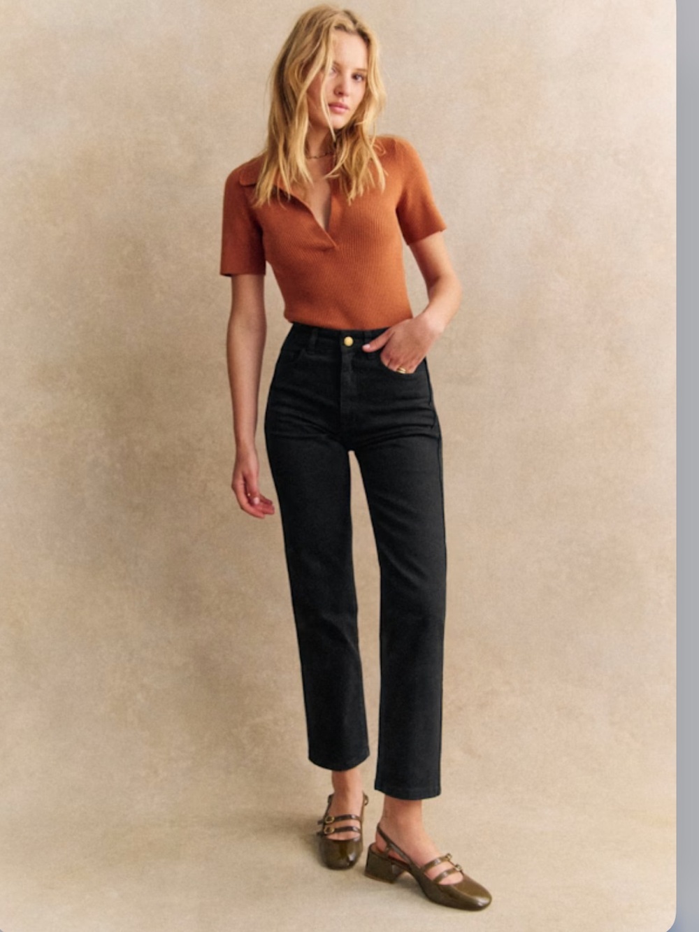 Sezane The Iconic Straight Leg Women's SZ 12 Black High Rise organic denim Paris